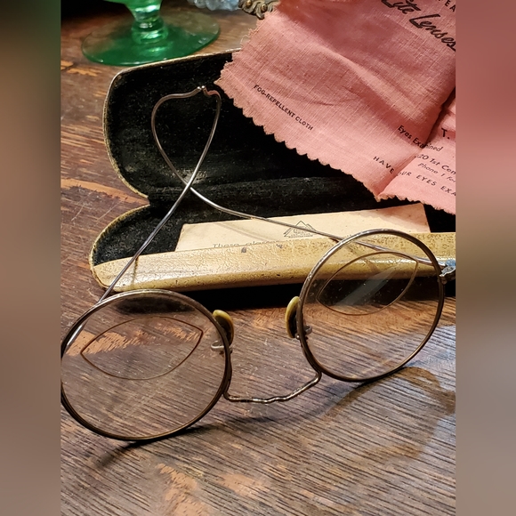 Antique Spectacles, Glasses 10k GOLD Filled CORTLAND Rare BiFocals w/CASE - Picture 8 of 11